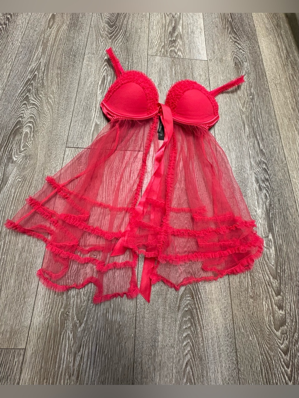 Victoria secret fushia Sheer Ruffled Babydoll Chemise - Women Intimates